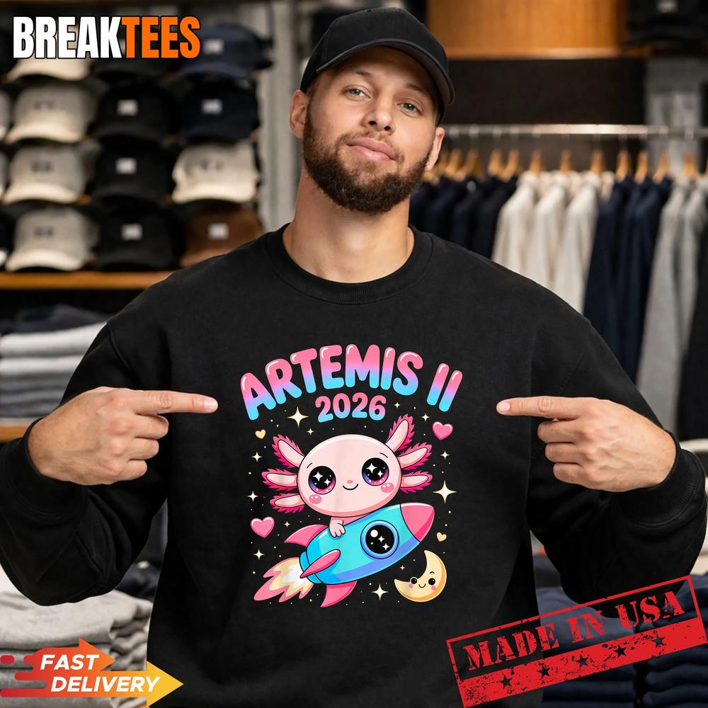 Artemis II 2026 Cute Axolotl Launch Back to The Moon Shirt
