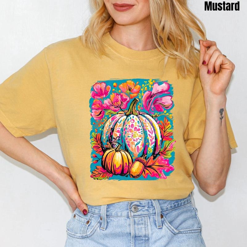 Artistic Autumn Pumpkins Comfort Colors T'Shirt 'NLB' Hoodie, Sweatshirt | PodTeesHub.com