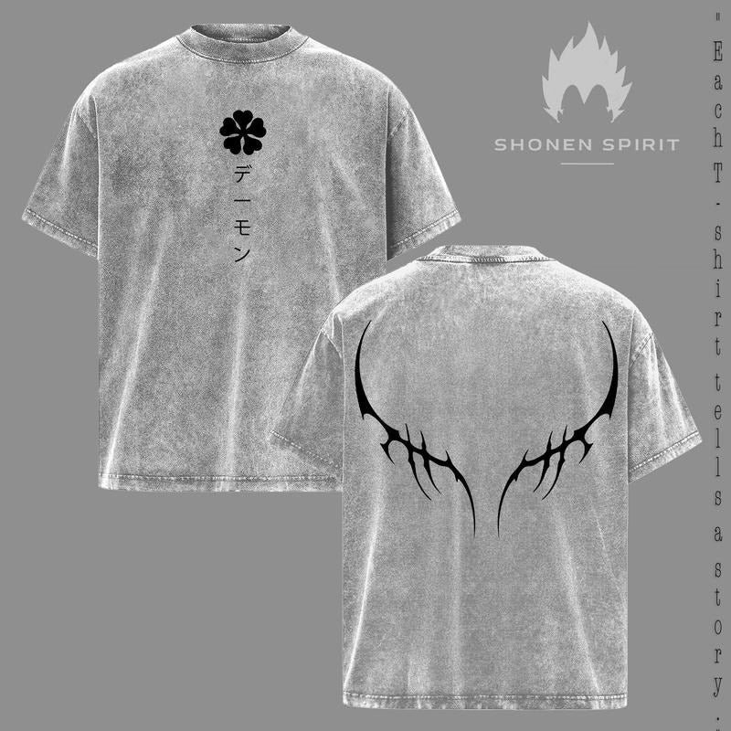 Asta Pump Cover Gym T-Shirt, Black Clover Anime Workout Tee, Oversized Vintage Washed Gym Shirt, Heavy Cotton Streetwear...