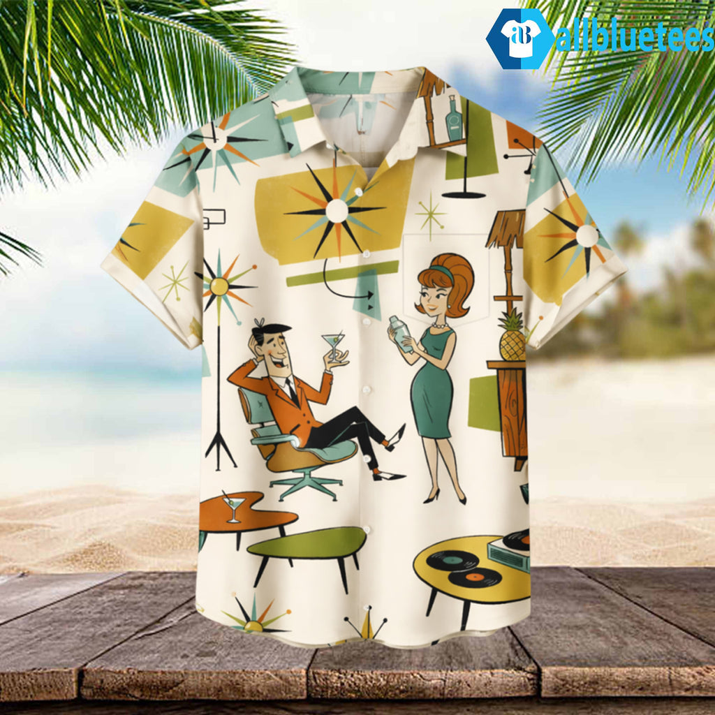 Atomic Mid-Century Geometric Cocktail Hawaiian Shirt