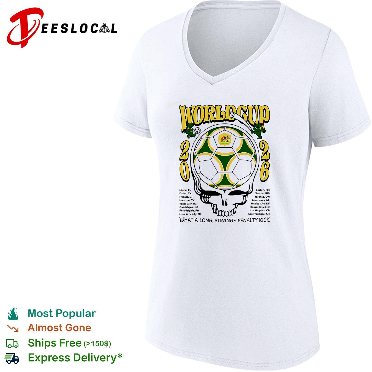 Australia World Cup 2026 Grateful Dead steal your face what a long strange penalty kick shirt