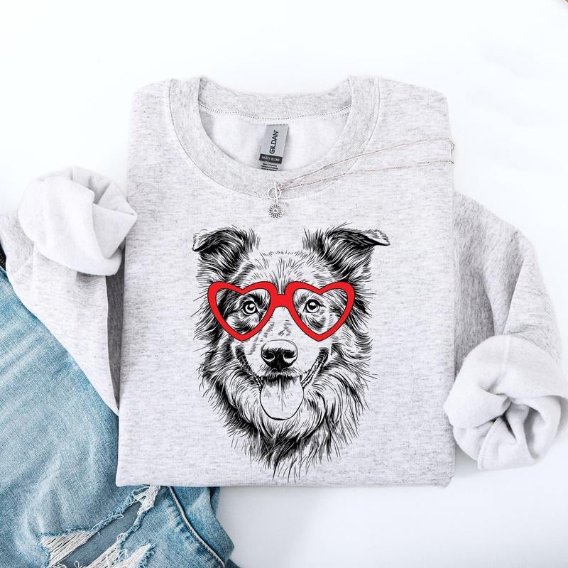 Australian Shepherd, Pet, Dog Breed, Valentine's Sweatshirt, Crew Neck, Women's, Crewneck, Valentine's Day, Love, Heart,...