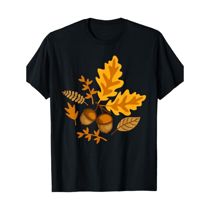 Autumn Leaves and Acorns Fall for Women Thanksgiving Cute T-Shirt-100% Cotton Hoodie, Sweatshirt | PodTeesHub.com