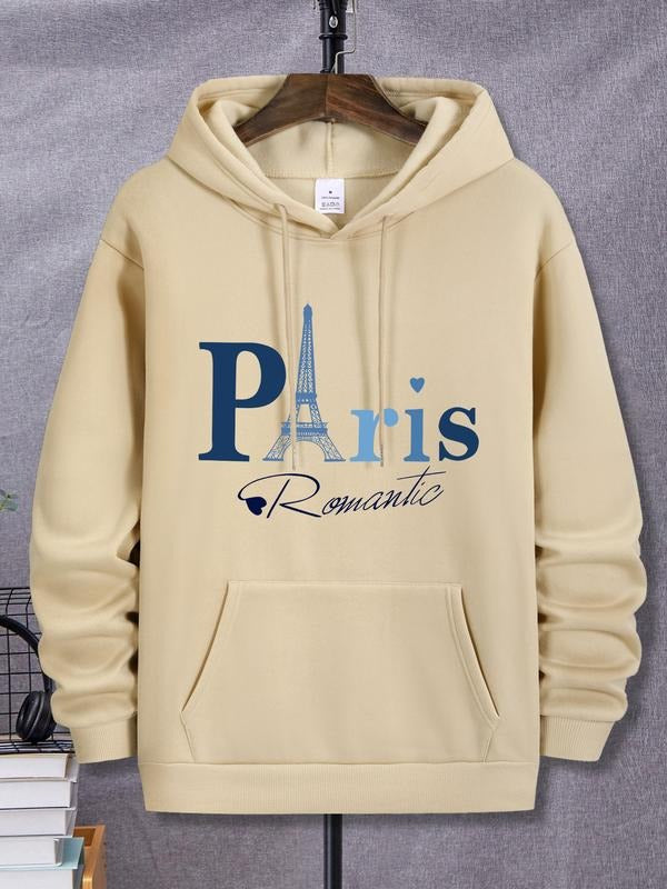 Romantic Parisian Monogram Print Men's Hooded Sweatshirt New Spring/Autumn Winter Solid Color Printed Hoodie Top Loose...