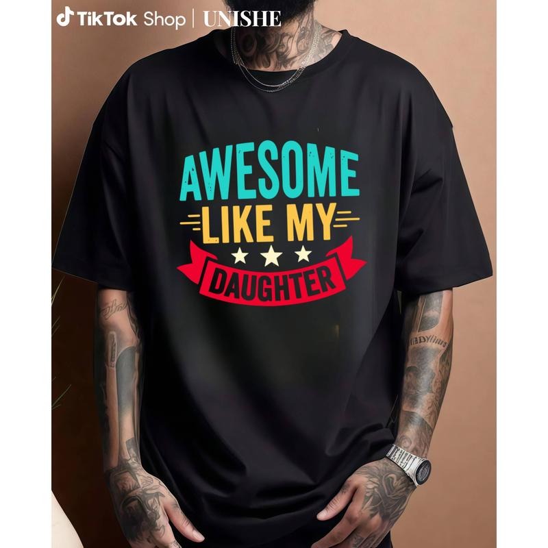 Awesome Like My Daughter Text Black Shirt for Family and Parenting Gifts Hoodie, Sweatshirt | PodTeesHub.com