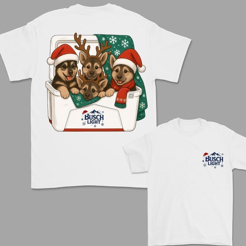 B.Light Dogs Beer Tees, Christmas T-Shirt German Shepherd T-shirt, Christmas Cute Dog Trendy Shirt, Perfect Beer And Dog...