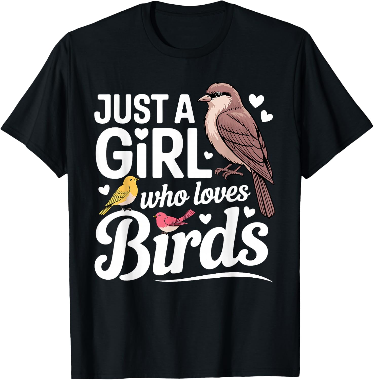 Cute Bird Art for Women Girls Birdwatcher Nerd Bird Watching T-Shirt