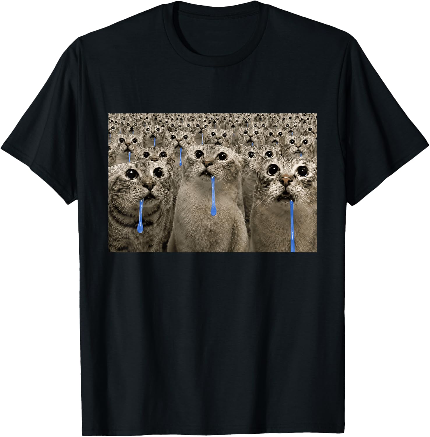 Crow of Drooling Cats Meme Funny Gen Alpha Cringe Cat Joke T-Shirt