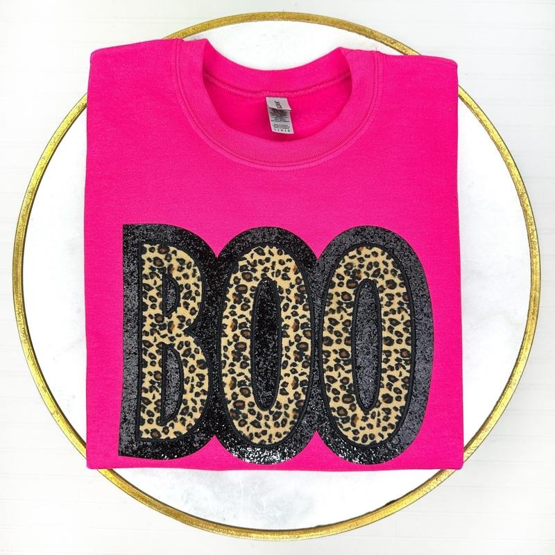 BOO Cheetah Patch Sweatshirt T-Shirts, Hoodie | PodTeesHub.com