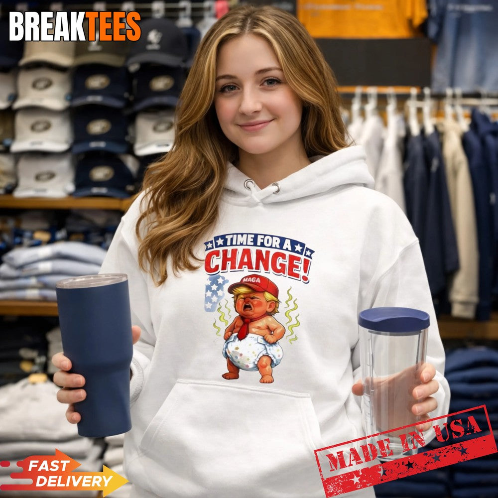Baby Trump Series Time for a Change US Flag T-Shirt