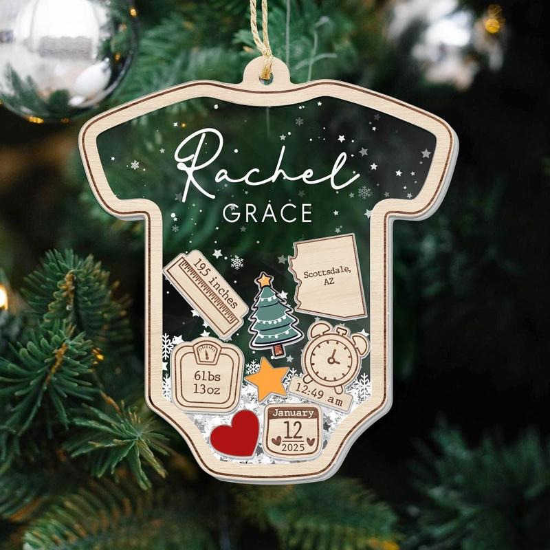 Baby's First Christmas Ornament, Baby 1st Christmas Ornament, Custom Baby Name, Custom Newborn Gift, 4D Shake Babies...
