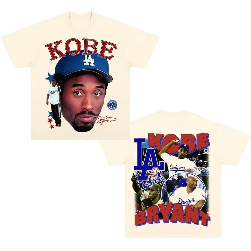 Kobe Dodgers Tribute Graphic T-Shirt: Front/Back - Streetwear (Sand) Hoodie, Sweatshirt | PodTeesHub.com
