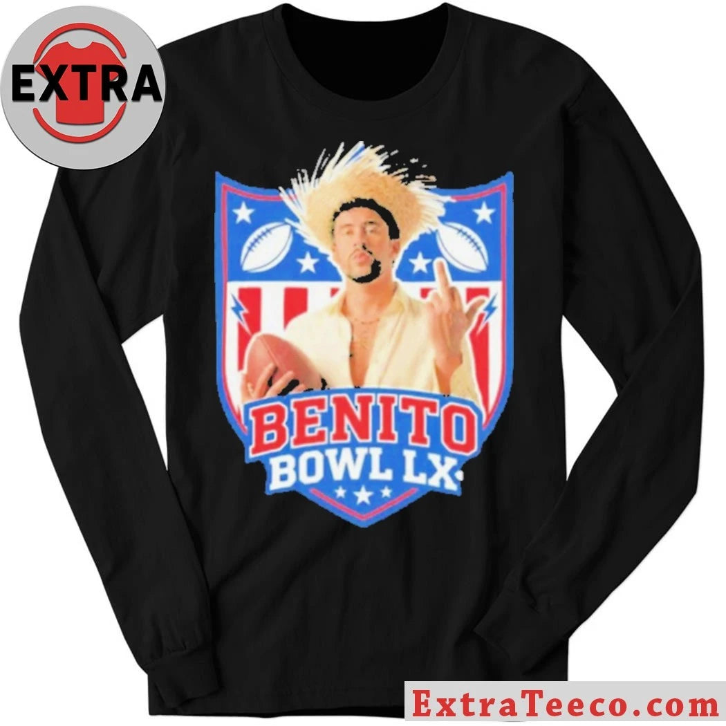 Bad Bunny Benito Bowl LX Football Shield Edgy Urban Music 2026 Shirt