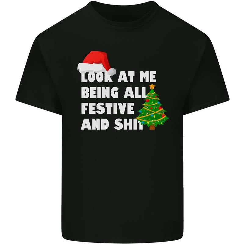 Bah Humbug Festive & Sh!t Christmas Xmas Mens Cotton T-Shirt Tee Top Made in USA Hoodie, Sweatshirt | PodTeesHub.com