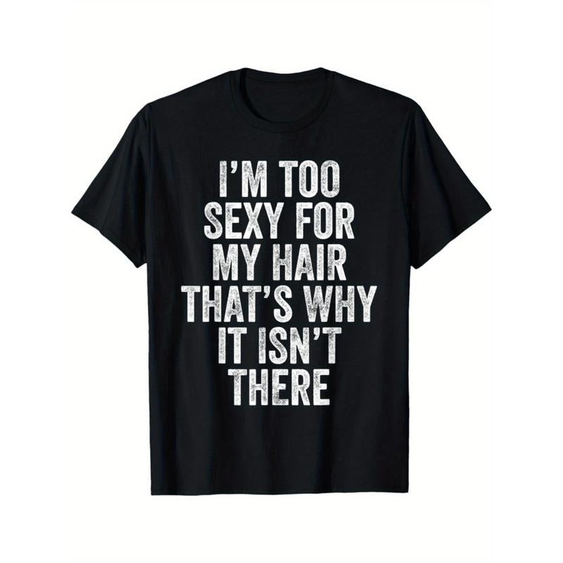 Bald Joke Humor T-Shirt For Men Soft Cotton Crew Neck Short Sleeve Casual Tee Machine Washable Black Hoodie, Sweatshirt