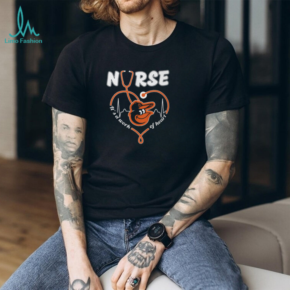 Baltimore Orioles Nurse Work Of Heart Stethoscope Orange Bird Logo T Shirt