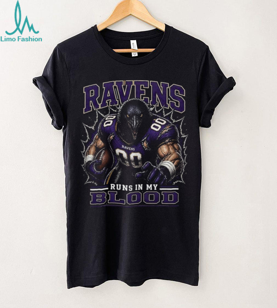 Baltimore Ravens Football Team Runs In My Blood Fan Retro Men Women Shirt