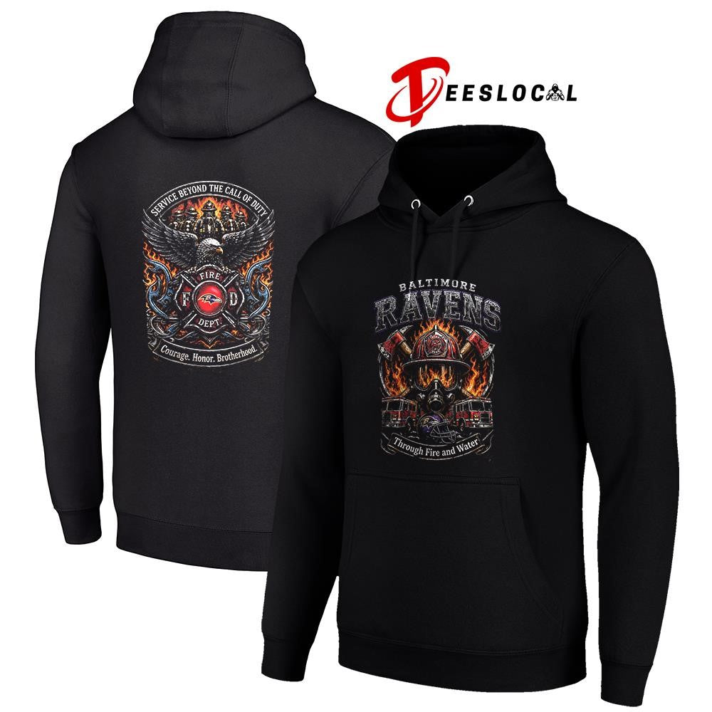Baltimore Ravens x through fire and water service beyond the call of duty shirt