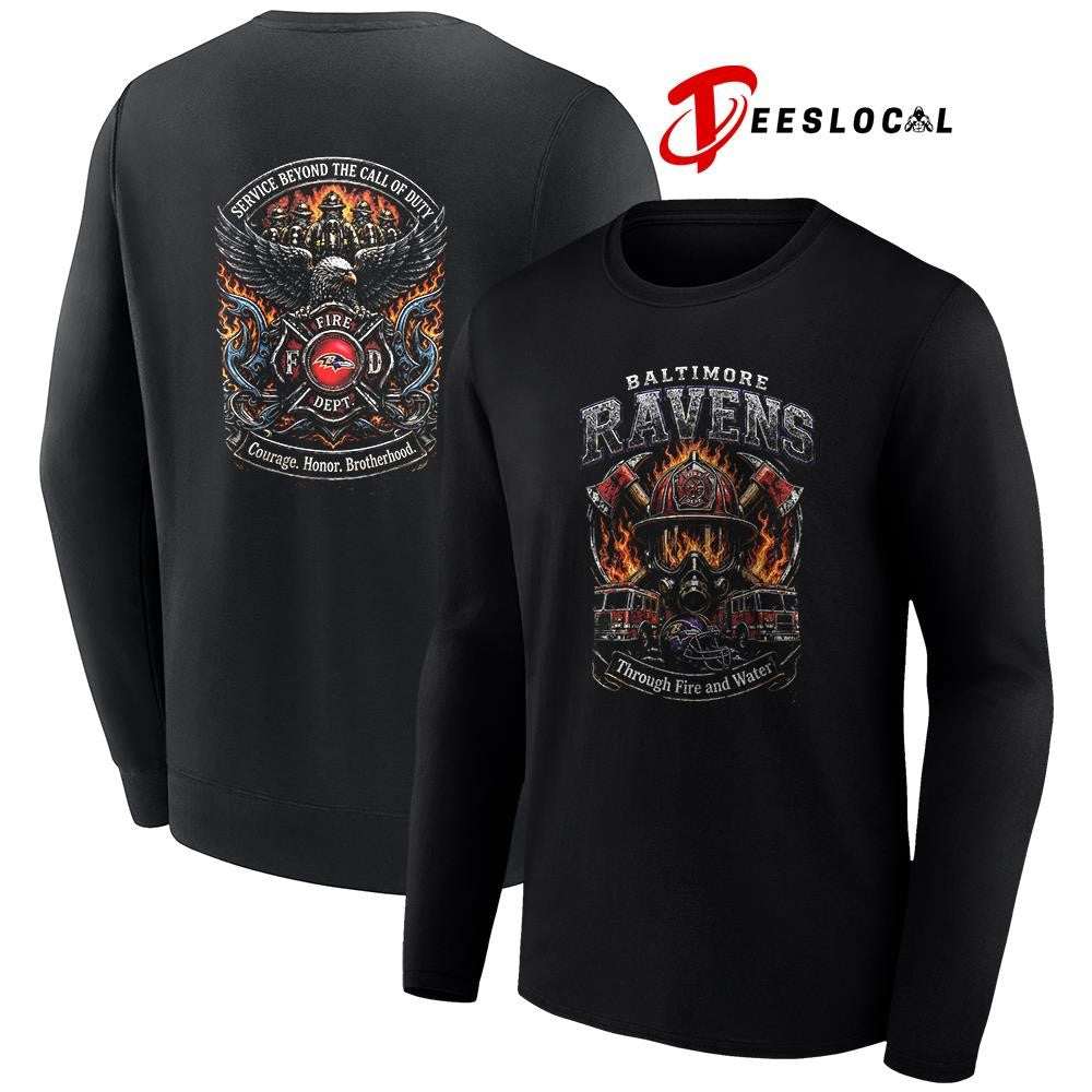 Baltimore Ravens x through fire and water service beyond the call of duty shirt