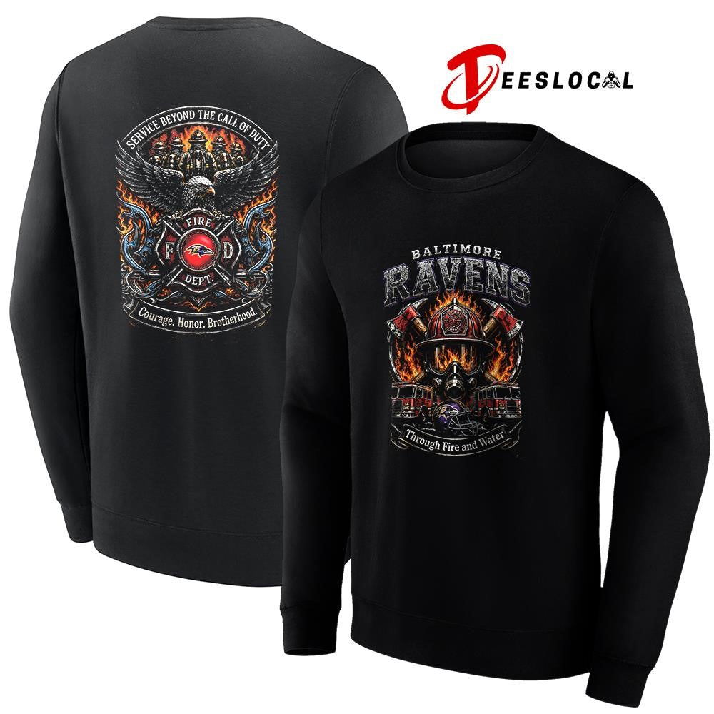 Baltimore Ravens x through fire and water service beyond the call of duty shirt