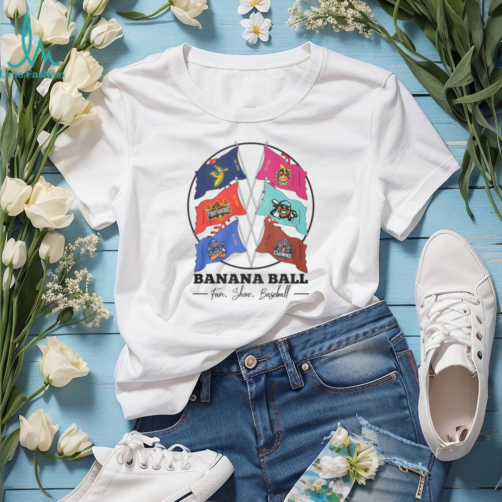 Banana Ball Team Flags Fun Show Baseball Mascot Cross Flags T Shirt