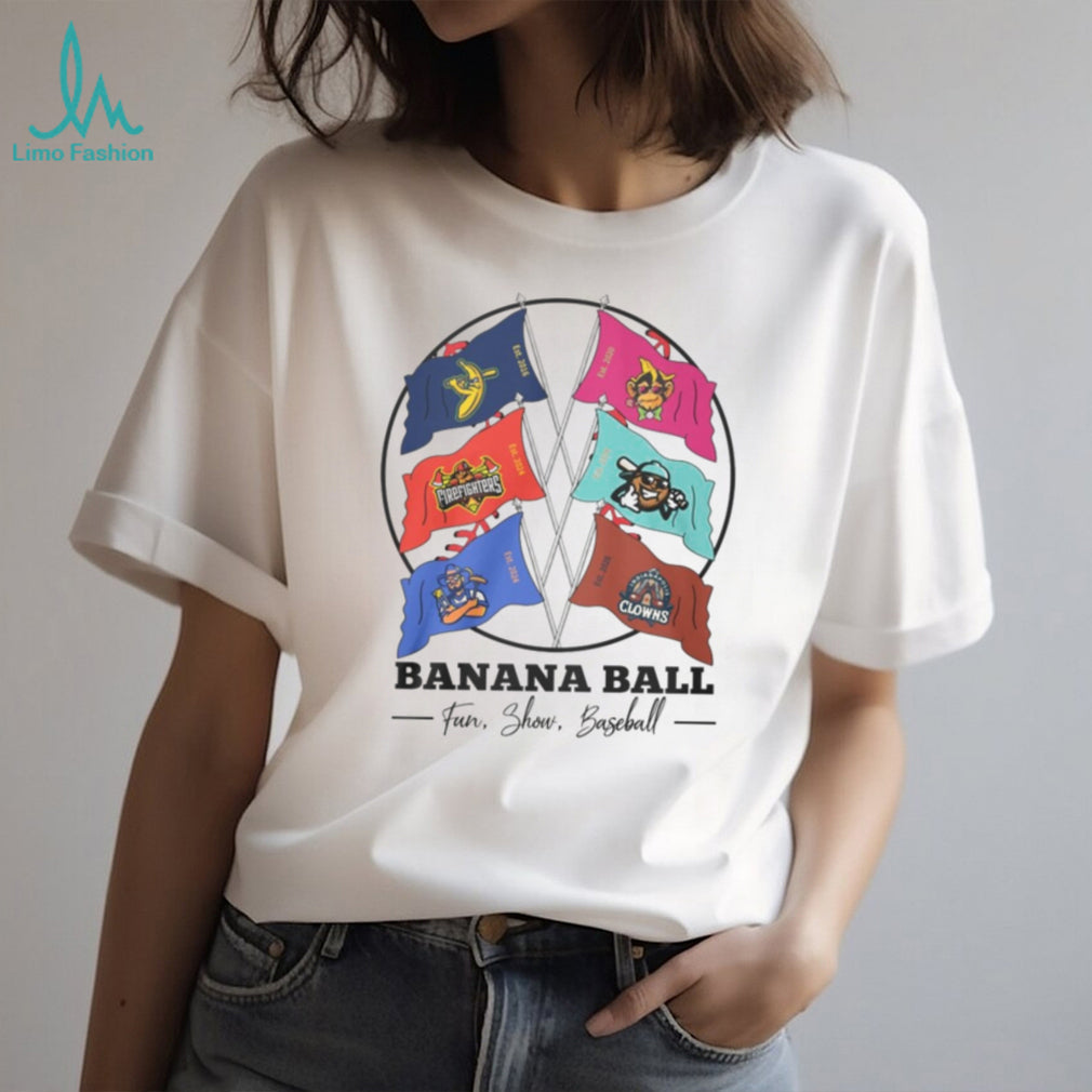 Banana Ball Team Flags Fun Show Baseball Mascot Cross Flags T Shirt