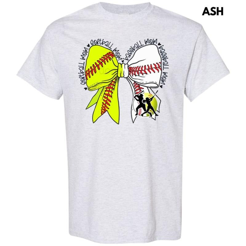 Baseball & Softball Mom Bow Gildan Short Sleeve T-Shirt Hoodie, Sweatshirt | PodTeesHub.com