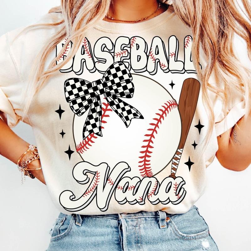 Baseball Nana Shirt, Coquette Bow Baseball Mom Shirt, Gift For Mom, Game Day Retro Football Fall Season TShirt Hoodie,...