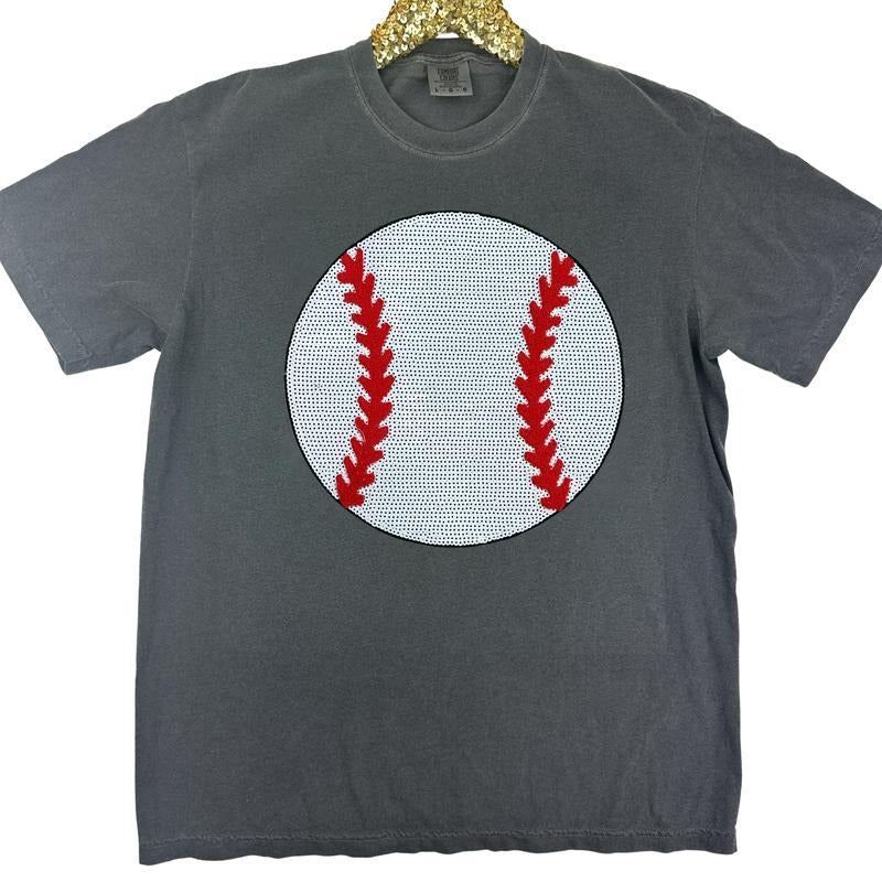 Baseball Sequin Patch Comfort Colors T-Shirt Hoodie, Sweatshirt | PodTeesHub.com