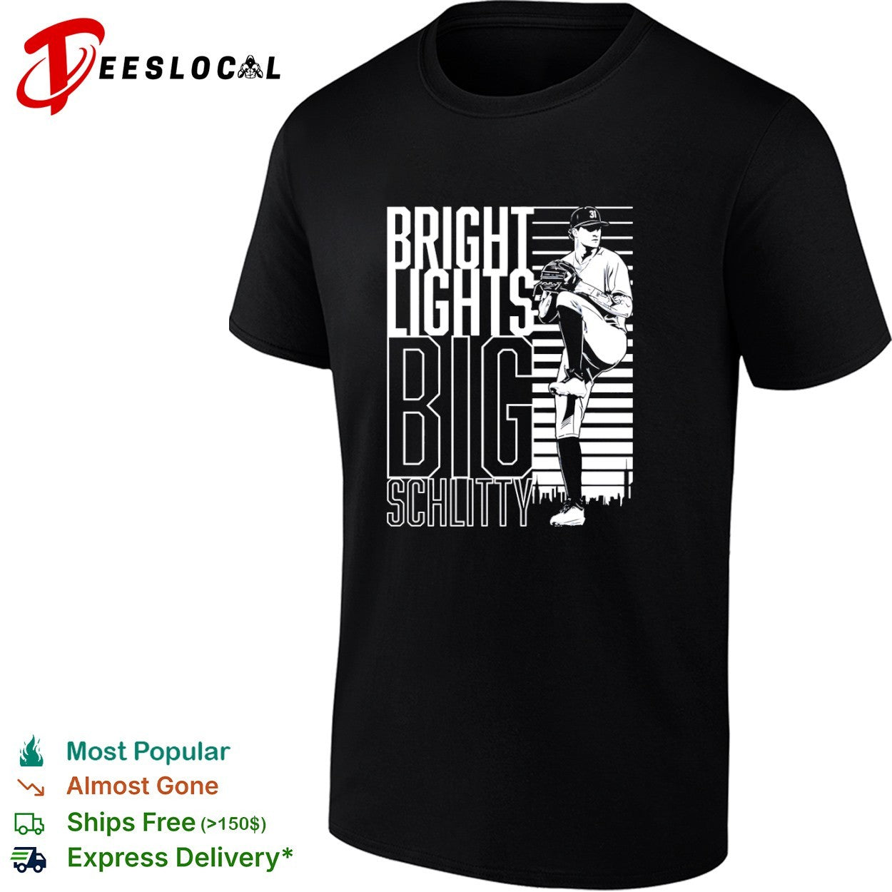 Baseball pitcher bright lights big schlitty skyline shirt