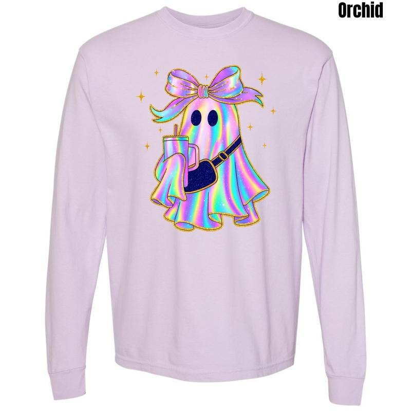 Basic Iridescent Ghoul Comfort Colors Long Sleeve T-Shirt 'NLB' Hoodie, Sweatshirt | PodTeesHub.com