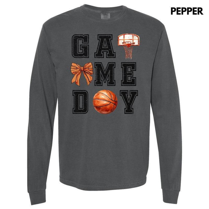 Basketball Game On FAKE Glitter Long Sleeve Comfort Colors T-Shirt 'NLB' Hoodie, Sweatshirt | PodTeesHub.com
