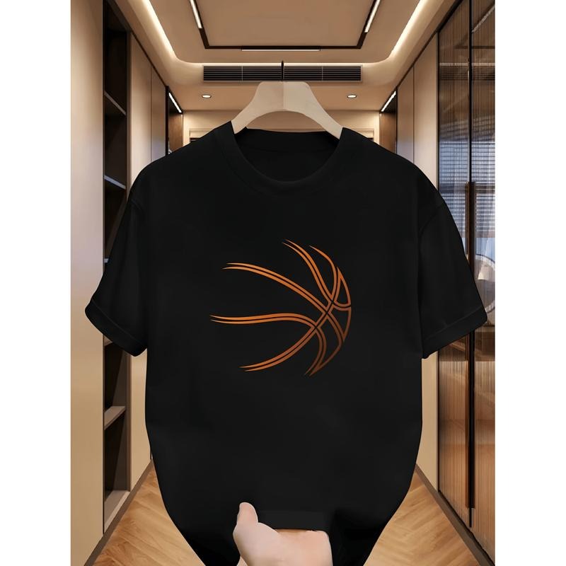 Basketball Graphic Print Men Casual Short Sleeve Crew Neck T Shirt For Summer Outdoor Wear Hoodie, Sweatshirt