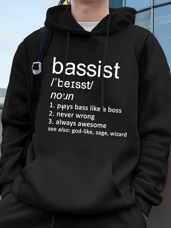 Bassist Definition Graphic Hoodie | Black Oversized Pullover with Humorous Musician Slogan | Trendy Music Streetwear |...
