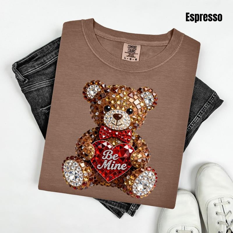 Be Mine Mosaic Teddy Comfort Colors T-Shirt 'NLB' Hoodie, Sweatshirt | PodTeesHub.com