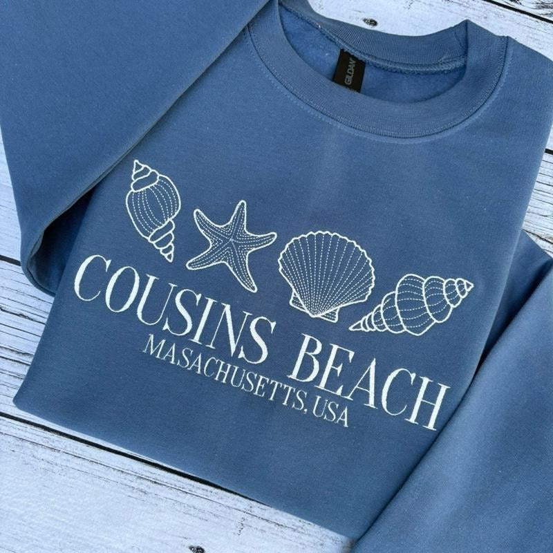 Beach Cousins Embroidered Crewneck Sweatshirt Bows T-Shirts, Hoodie | PodTeesHub.com
