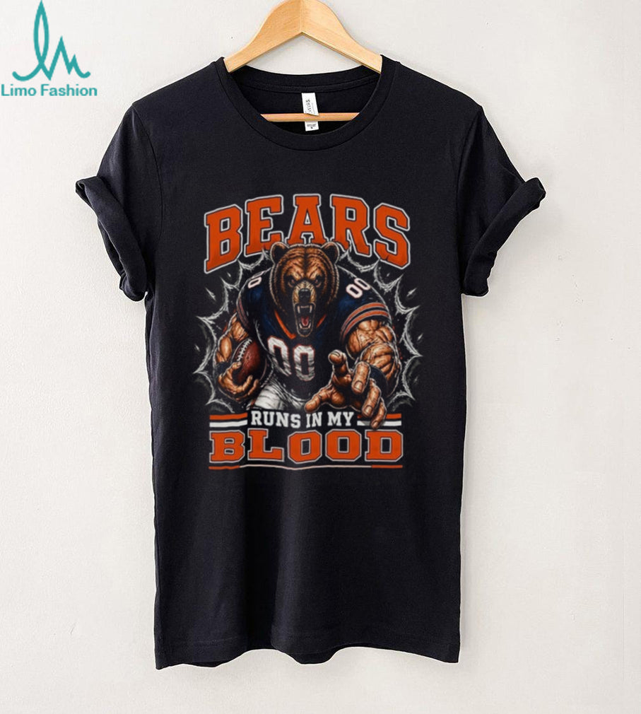 Bears Football Runs In My Blood Vintage Retro Sports Fan Apparel For Men Women Shirt
