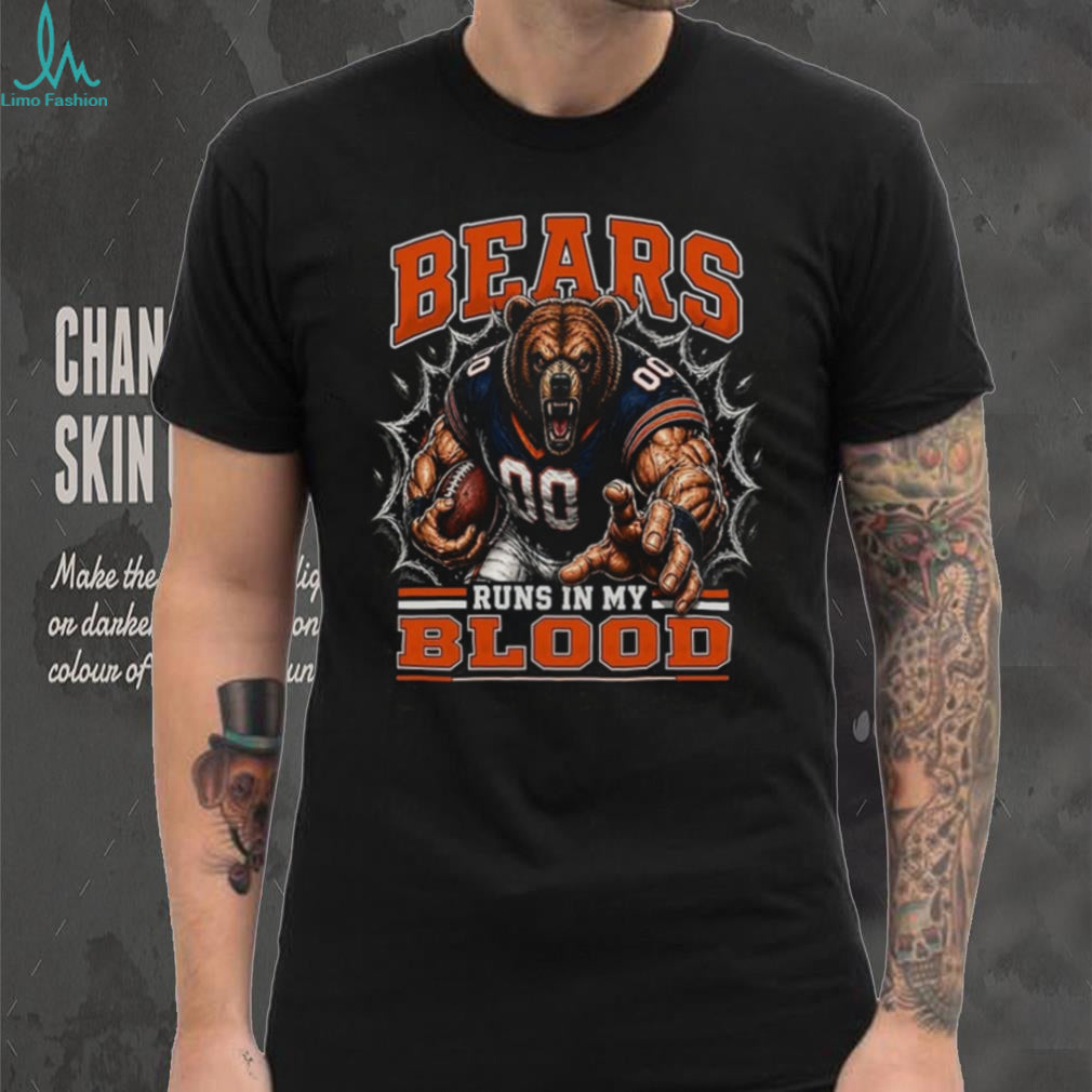 Bears Football Runs In My Blood Vintage Retro Sports Fan Apparel For Men Women Shirt