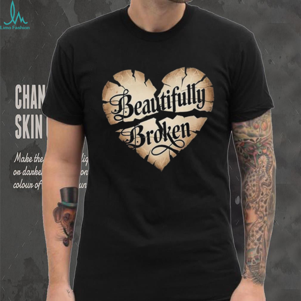 Beautifully Broken Heart Grunge Aesthetic Minimalist T Shirt