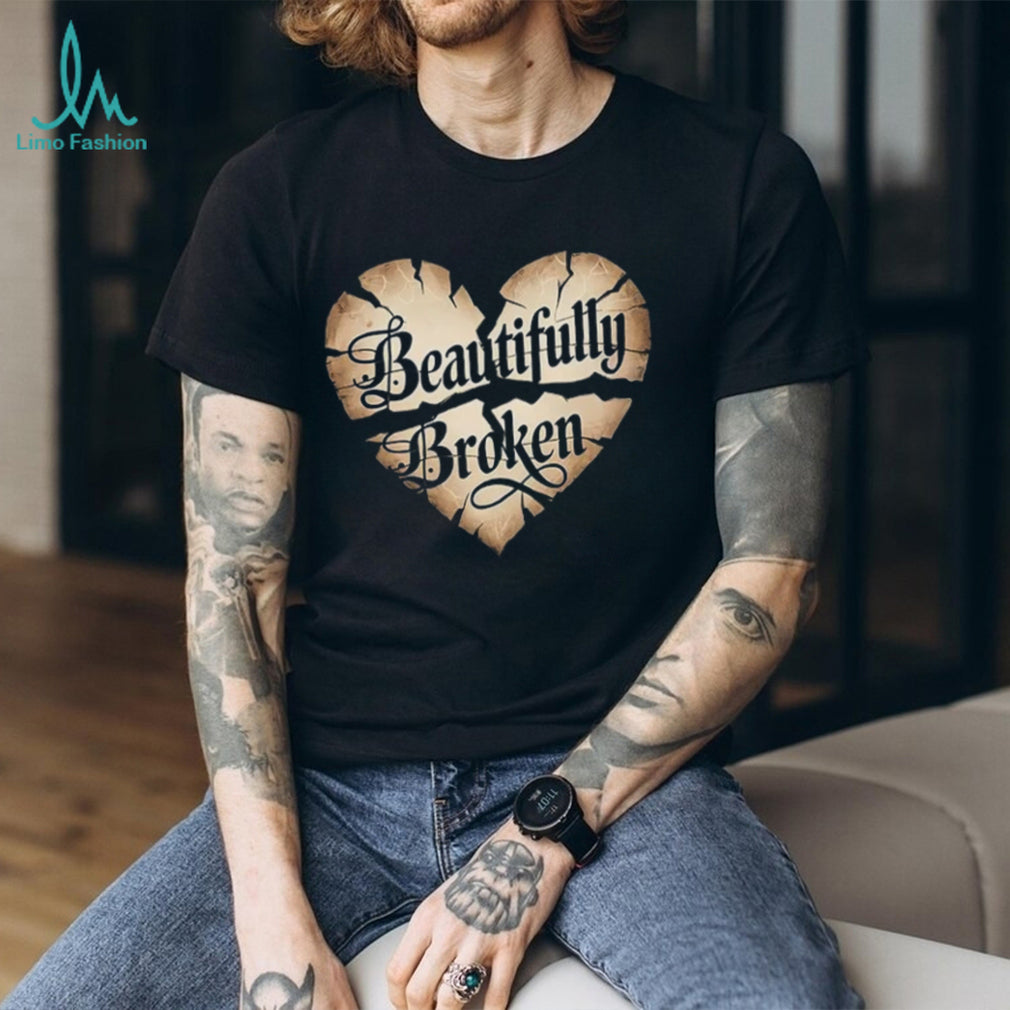 Beautifully Broken Heart Grunge Aesthetic Minimalist T Shirt