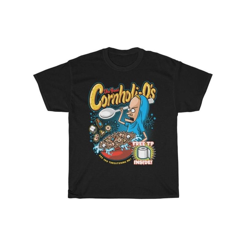Beavis Cornholio Black T-Shirt Featuring The Iconic Cornholios Cereal And Butthead Cartoon Comedy Hoodie, Sweatshirt