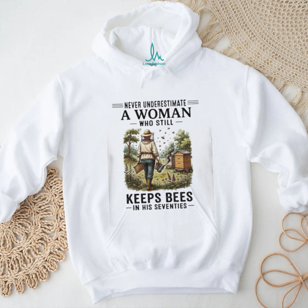 Bee Keeper Woman Never Underestimate Keeps Bees 70s Shirt