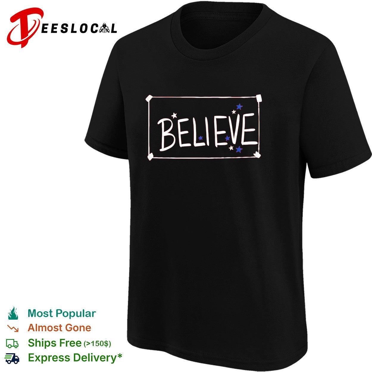 Believe American stars red pride typography shirt