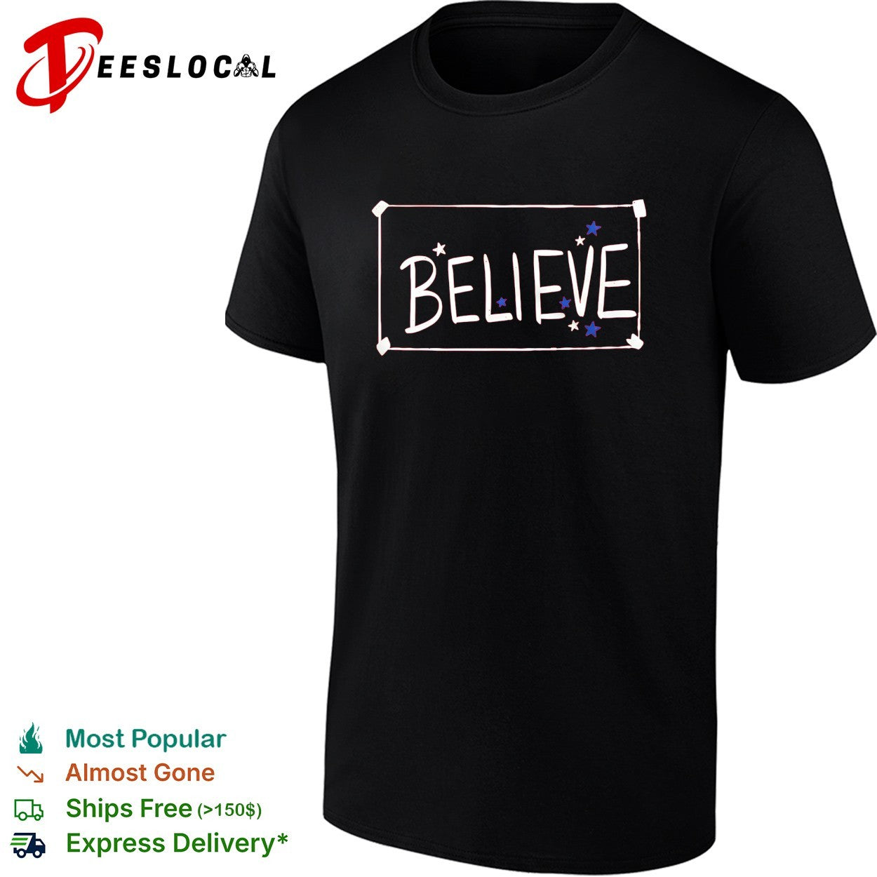 Believe American stars red pride typography shirt