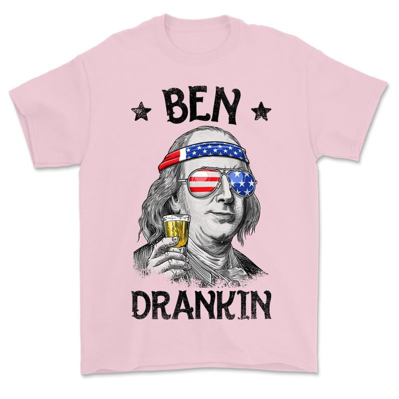 Ben Drankin 4th of July Benjamin Franklin Men Women USA Flag T-Shirt Crewneck Man Menswear Top Independence Day,USA Flag...