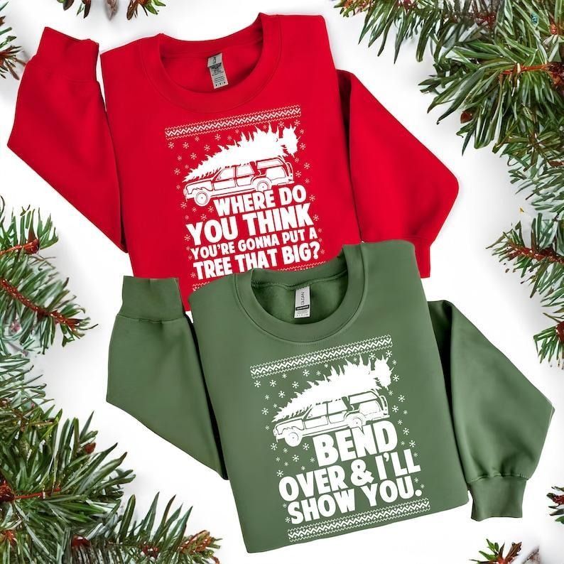 Bend Over and I'll Show You Couple Matching Sweatshirt For Christmas, Christmas 2025 Couple Matching Sweatshirt, Griswold...