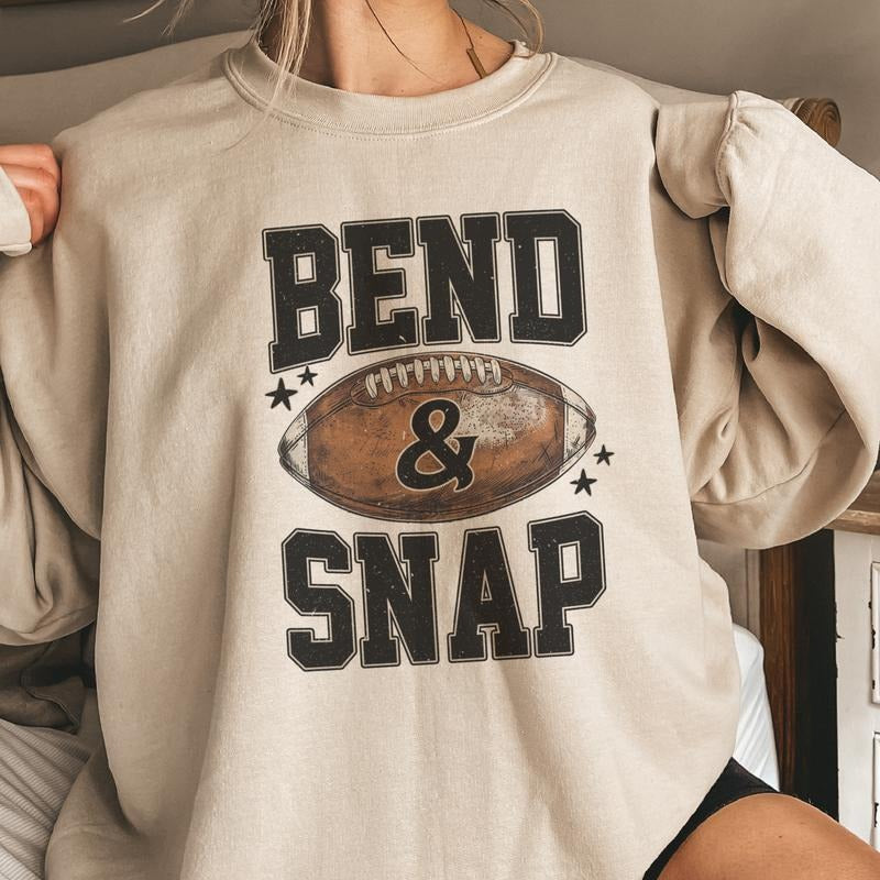 Bend and Snap Football Cute Graphic Sweatshirt Women's Football Girly Casual Pullover Funny Sports Sweatshirt T-Shirts,...