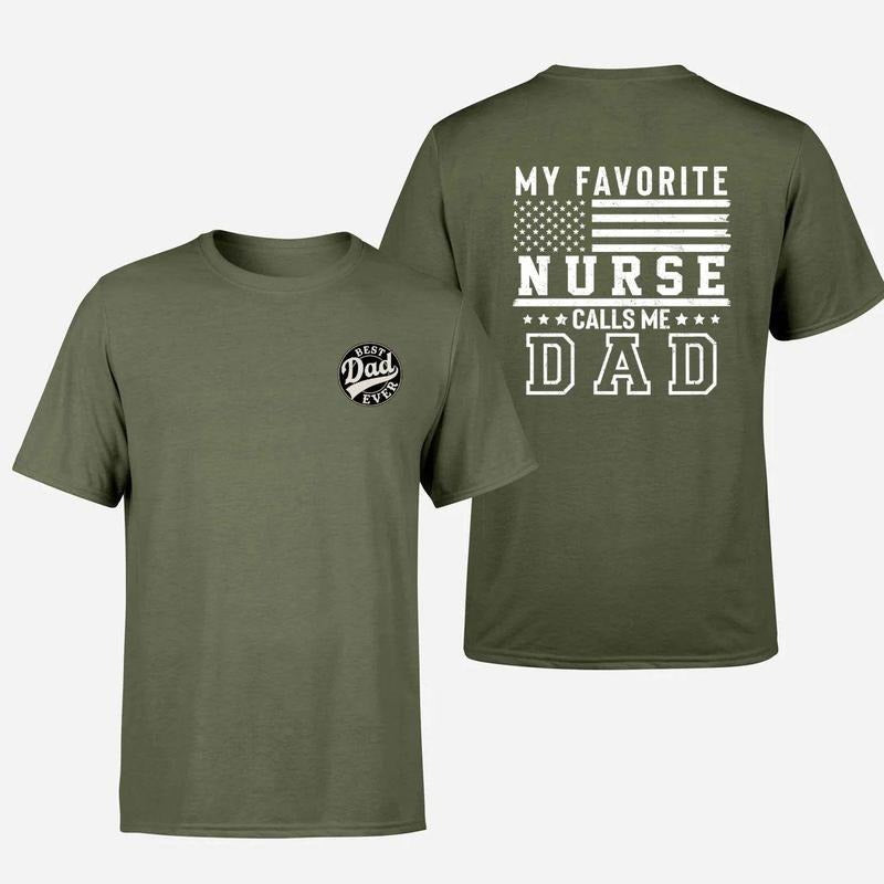 Best Dad Ever Shirt, My Favorite Nurse Calls Me Dad T-Shirt Outfits Summer Tee Gift For BF Men's Short Sleeve Cotton...