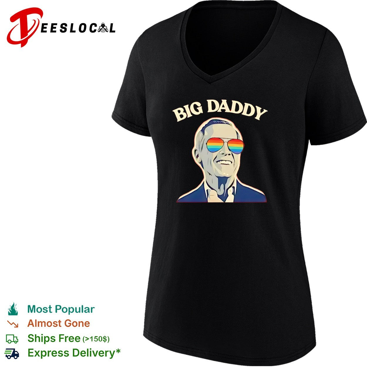 Big Daddy Joe Biden Rainbow Aviator Sunglasses Pride Shirt