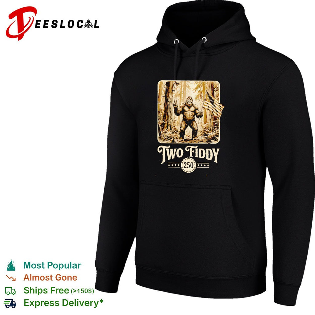 Bigfoot holding American flag two fiddy 250 anniversary shirt